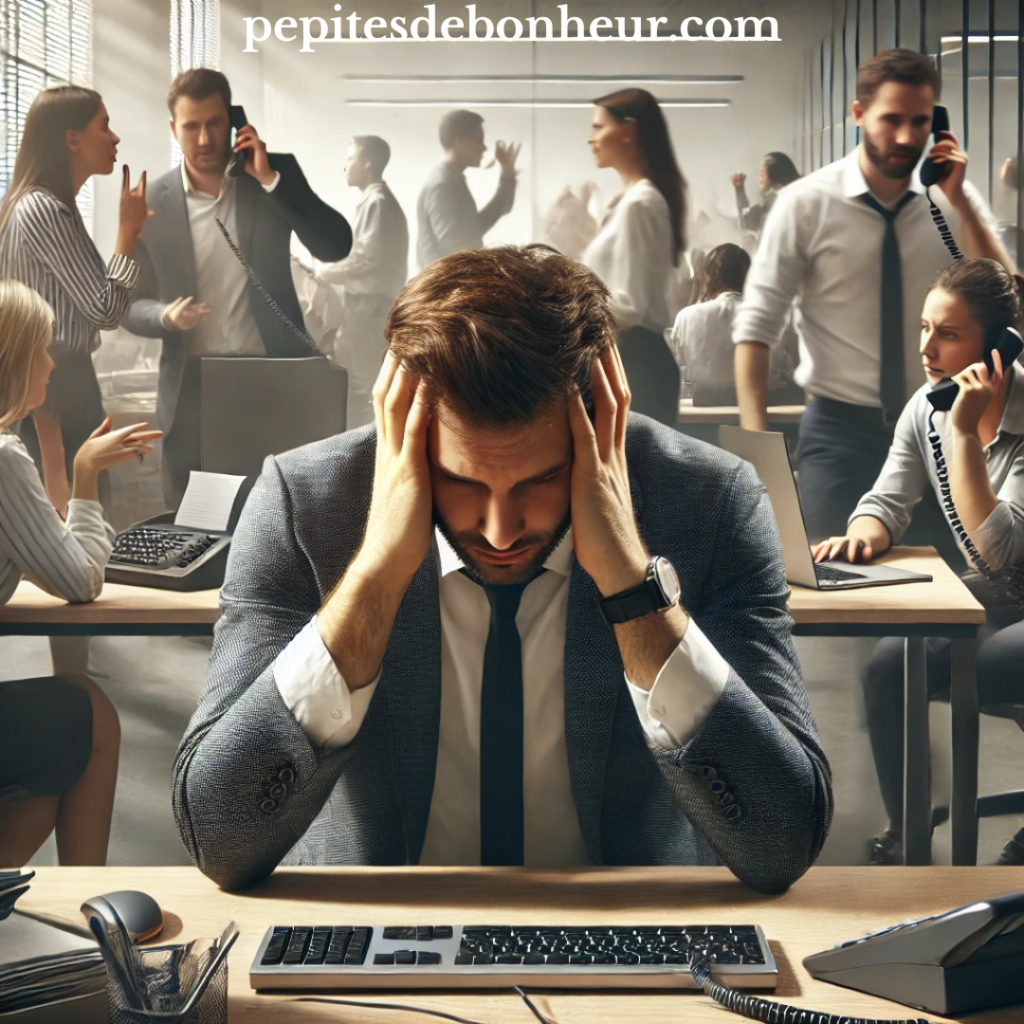 homme hypersensible dans un environnement de travail trop bruyant