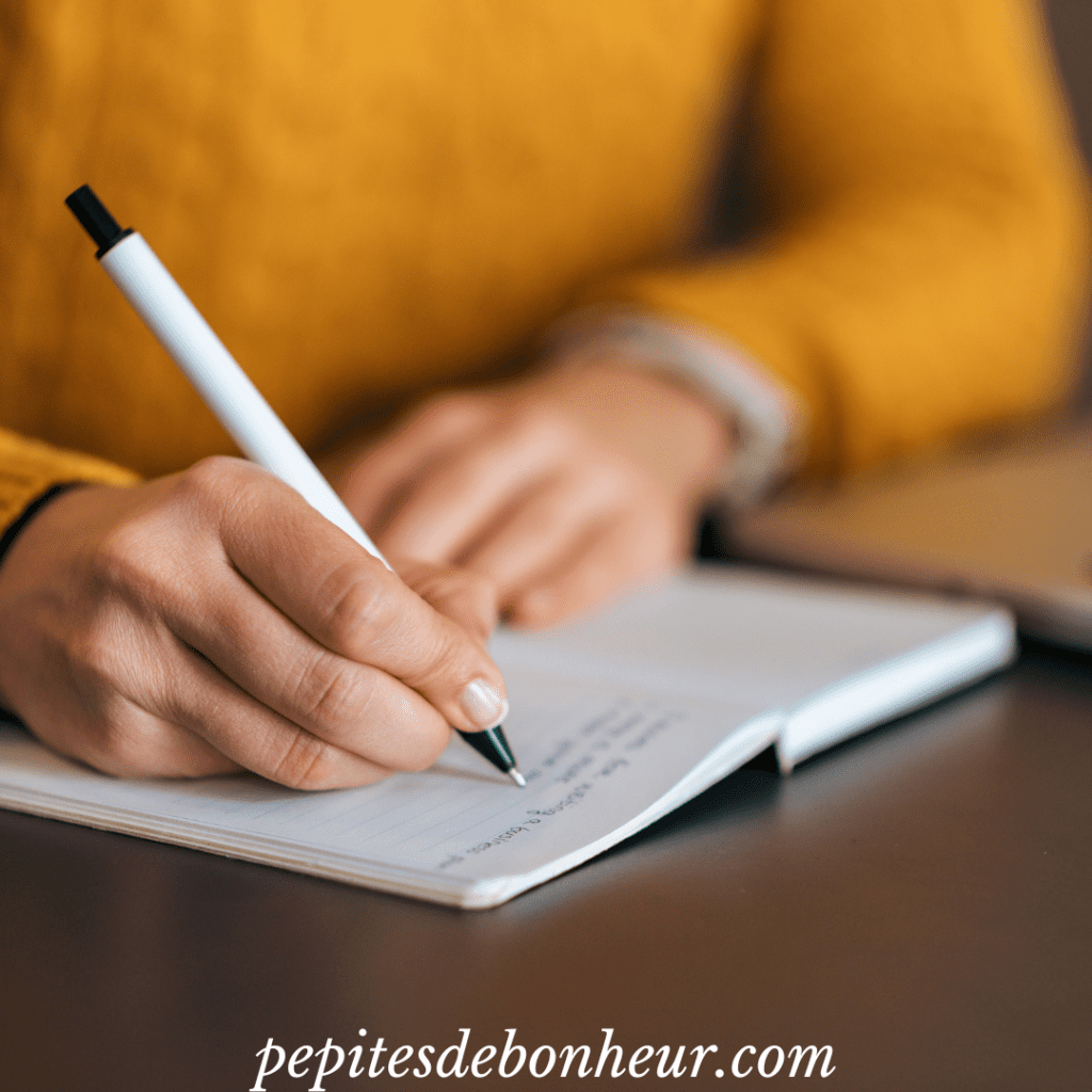 "Femme cultivant son estime de soi à travers l’écriture, un outil précieux pour vivre sereinement son hypersensibilité dans le couple"